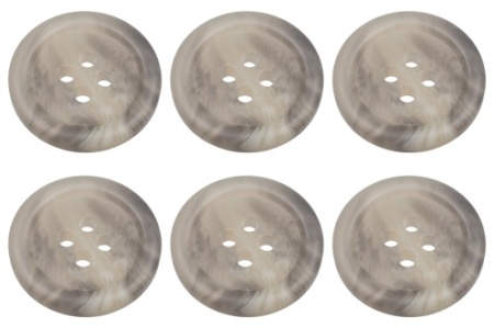 Pack of 6 Light Grey Mock Horn Buttons 20mm